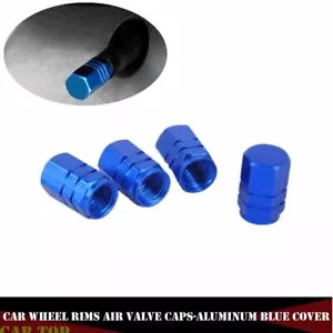 4X Aluminum Tire Wheel Rims Stem Blue Air Valve Caps Tyre Cover Car Truck Bike - Picture 1 of 7