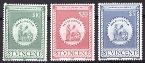 1980 St. Vincent AR4-6 Postal Fiscals - $5 $10 $20 Coat of Arms MNH Cv$12.50 - Picture 1 of 1