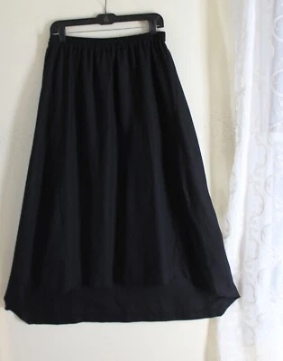 Eskandar Sz 2 BLACK Sculptural Hi-Low Dramatic Hem Linen Lagenlook Skirt Artsy - Image 1 of 4