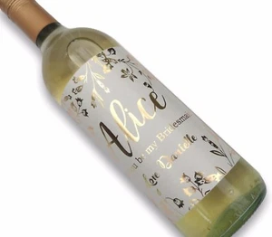 130MM X 100MM GOLD PERSONALISED BRIDESMAID BOTTLE LABEL PROPOSAL ASKING - Picture 1 of 1