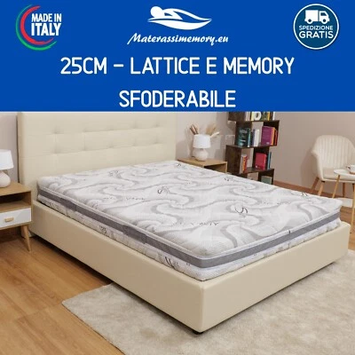 Materasso Lattice e Memory Aloe MEMO LATEX ALOE alto 25 cm sfoderabile con zip - Immagine 1 di 4