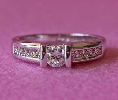 Elegant 18k White Gold Plated Women Brilliant Cut Engagement Wedding Ring SR118 - Image 1 of 3