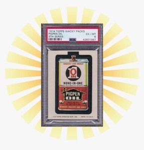 Vintage 1974 Novelty Topps Wacky Packages PIGPEN OIL PSA Joke Fun Sticker Trade