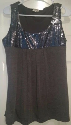 Camisa Top Blusa MKM Mujer Talla L XL Grande X Grande Gris Foto 1 de 3