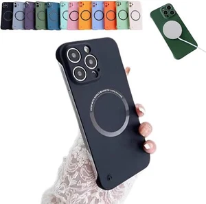 Funda de teléfono ultra delgada rígida PC magnética sin marco para iPhone 16 15 14 13 Pro Max - Imagen 1 de 24