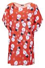 Womens Ladies Xmas Gifts Tree Bells Printed Baggy Oversized Batwing T-Shirt Top
