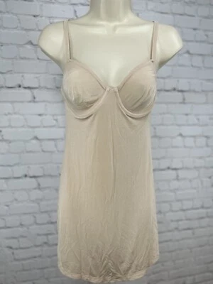 Calvin Klein Nude Adjustable Spaghetti Strap Unlined Demi Cup Midi Slip 34C - Image 1 of 4