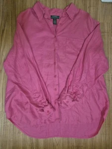 Lauren Ralph Lauren Shirt Blouse Womens 22 W Hot Pink Casual Office - Picture 1 of 5