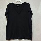 Madewell Women's Whisper Cotton V-Neck Basic Black T-Shirt Tee Size 1X