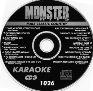 Male Classic Country Monster Hits Karaoke CD+G #1026 Waylon Jennings,B.J.Thomas - Picture 1 of 1