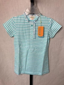 IZOD CoolFX Youth Girls Size Medium Blue Stripe Shirt NEW - Picture 1 of 4