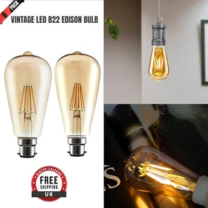 Bombilla Vintage LED B22 Edison 6/8W Filamento Regulable Jaula Ardilla, Paquete de 6 - Imagen 1 de 17