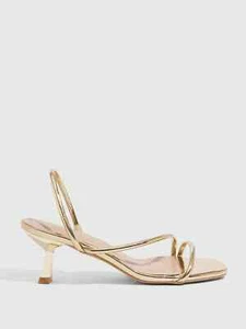 CUCCOO Gold Slingback Heels Women’s Strappy Sandals Party Shoes - Picture 1 of 5