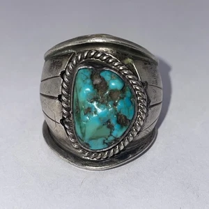 Old Pawn Türkis großer Sterling Silber Siegelring Größe 9,5 (14,9 g) - Bild 1 von 9