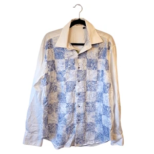 Robert Graham blau & weiß kariertes besticktes Button-Down-Hemd für Herren Größe 2X - Bild 1 von 7