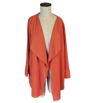 Gretchen Scott Faux Suede Waterfall Draped Open Cardigan-Orange- Sz S - Imagem 1 de 4