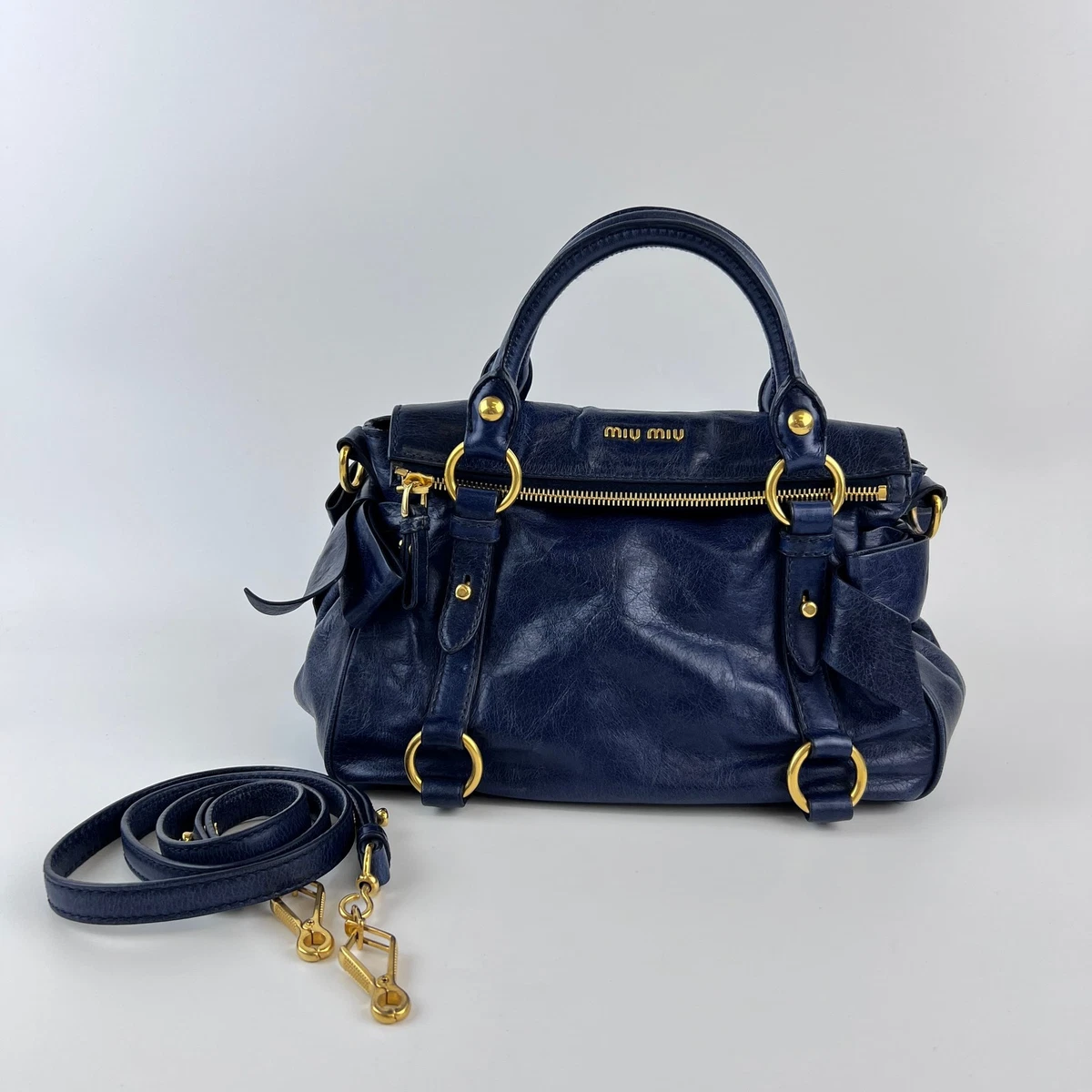 Blue Leather Exterior Miu Miu Bags & Handbags for Women for sale