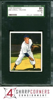 1950 BOWMAN #96 VIRGIL FIRE TRUCKS TIGERS SGC 6 EX-NM 80 - Image 1 of 2