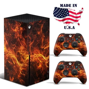 Xbox Series X Console & Controller Vinyl Skin Wrap – Fire - Picture 1 of 4