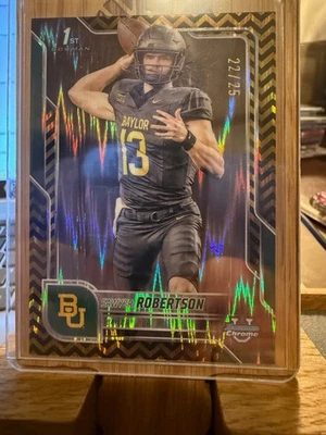 2025 Bowman Chrome U Sawyer Robertson Black & Gold Stealth Refractor /25 Baylor - Image 1 of 2
