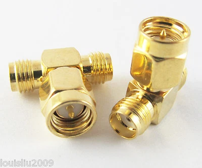 1pc SMA RF Adapter Male Plug to Dual Female Jack Coaxial Connector T Type new - Image 1 of 3