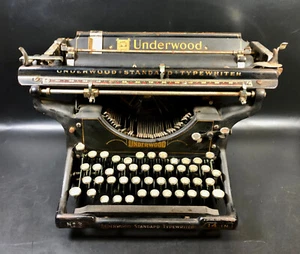Antique Underwood No 3 Manual 14 in Typewriter w/ Cover - Picture 1 of 15
