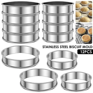 12Pcs English Muffin Rings 304 Stainless Steel Crumpet Rings Nonstick Tart NXX - Picture 1 of 27