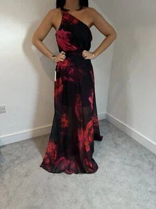 LIPSY SIZE 14 DRESS SPANISH FLORAL CHIFFON ONE SHOULDER MAXI FLOATY NEW WITH TAG - Picture 1 of 5