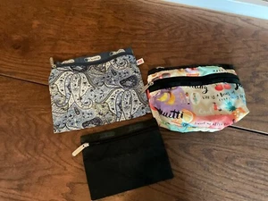 LE SPORTSAC MULTI COLORED ZIPPER POUCHES SET OF 3 - Picture 1 of 9