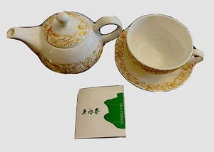 BRAND New Asian hand painted tea set white w/beige mark Wu Yutai FREE SHP - Bild 1 von 19