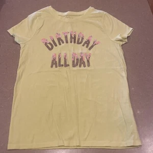Girls 7/8 M Cat & Jack Birthday T-shirt “Birthday All Day” Glitter & Sprinkles - Picture 1 of 4