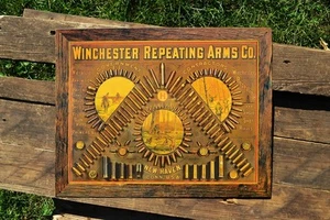Winchester Repeating Arms Company Tin Metal Sign - Firearms - Bullet Board Retro - Picture 1 of 4
