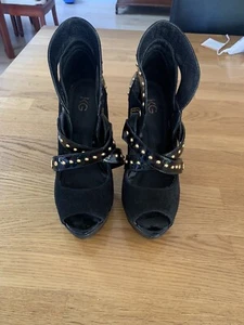 KURT GEIGER KG DESIGNER WOMENS UK 5 EU 38 Black LEATHER PLATFORM HEELS - Picture 1 of 5