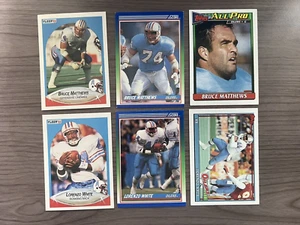 Lote de 6 tarjetas de fútbol americano 1990 y 1991 Houston Oilers Bruce Matthews, Lorenzo White - Imagen 1 de 2