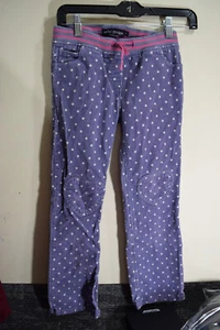 Mini Boden GIRLS 9Y Pull On Elastic Waist Purple Hearts Polka Dot Corduroy Pants - Picture 1 of 7