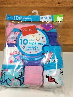 Girls Underwear Briefs 10Pr 100% Cotton Hanes Preshrunk No RideUp TagFree Size 6 - Image 1 of 3