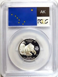 2008-S SILVER WASHINGTON QUARTER ALASKA STATE SERIES FLAG LABEL PCGS PR70DCAM - Picture 1 of 3