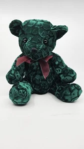 Dan Dee Limited Edition Teddy Bear Dark Green Metallic Emerald w/Bow Sitting 10" - Picture 1 of 7