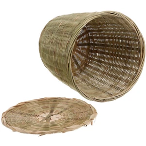 Bamboo Basket Storage Office Decorative with Lid Small Baskets for - Picture 1 of 12