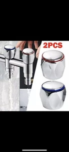 2pcs Cold & Hot Tap Top Head Faucet Cover Handle Chrome Plated Replacement Set - Picture 1 of 5