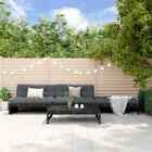 4 Piece Garden  Set with Cushions Black Solid Wood B7D7