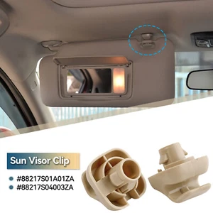 2x Beige Car Sun Visor Hook Clip Retainer for 96-08 Honda Civic,88217S01A01ZA - Picture 1 of 8