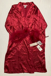 Bata envolvente Linea Donatella satinada borgoña M nueva con etiquetas - Imagen 1 de 7