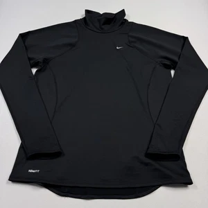 Nike Mock Neck Long Sleeve Shirt Polyester Spandex Black Youth Boys XL (16-18) - Picture 1 of 10