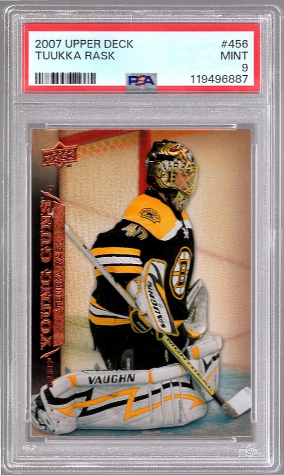 TUUKKA RASK 2007-08 Upper Deck Young Guns ROOKIE PSA 9 Mint Boston Bruins RC - Image 1 of 2