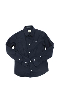 Armani Junior Boys Cotton Long Sleeve Button Down Shirt Blue Size 8 - Picture 1 of 12