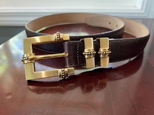 Vtg 1996 Brighton Croc Leather Belt with Gold Tone Buckle #23319, Size Large - Picture 1 of 7