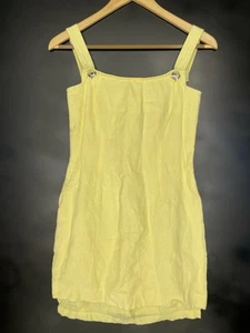 Moshary mini abito donna giallo taglia 2 misto lino senza maniche con bottoni Y2K - Foto 1 di 10