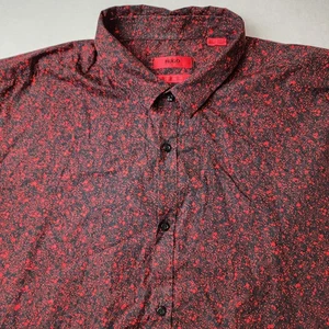 Camisa Hugo Boss Hombre Ero Calce Ajustado Manga Larga Talla 2XL Estampado Rojo y Negro - Imagen 1 de 6