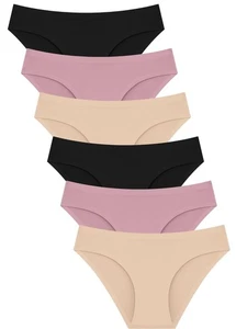 6 Pack Women’s Seamless Hipster Underwear No Show Panties Invisibles Briefs S... - Picture 1 of 7